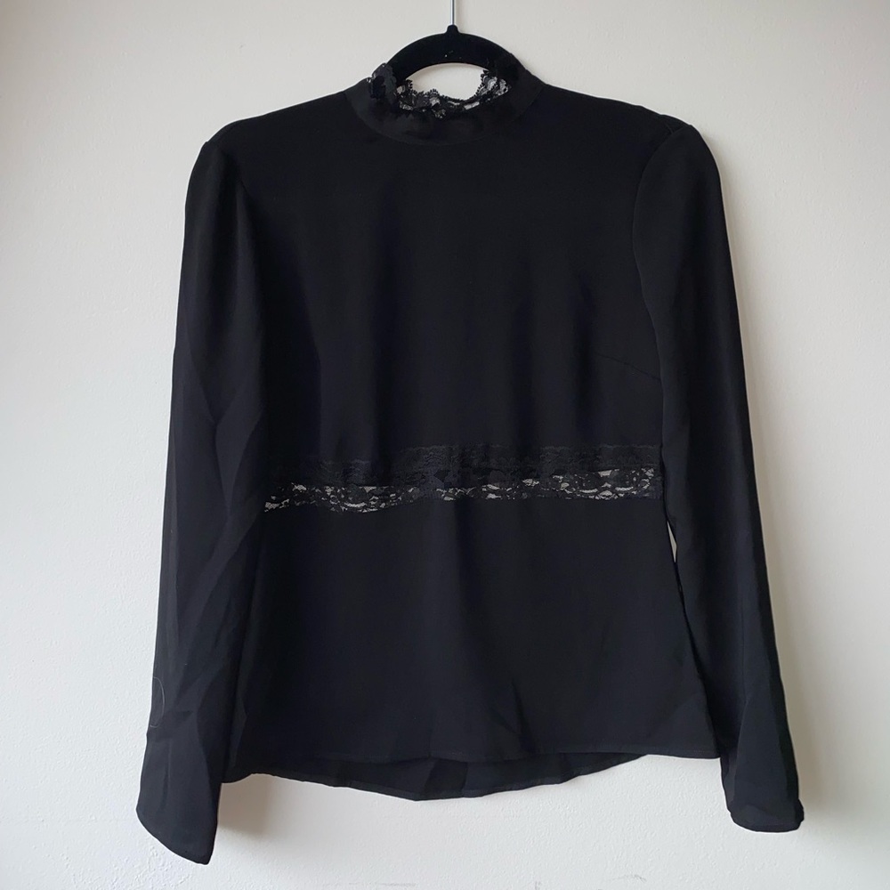 BUY 1 • GET 1 FREE - Babaton black lace longsleeve blouse